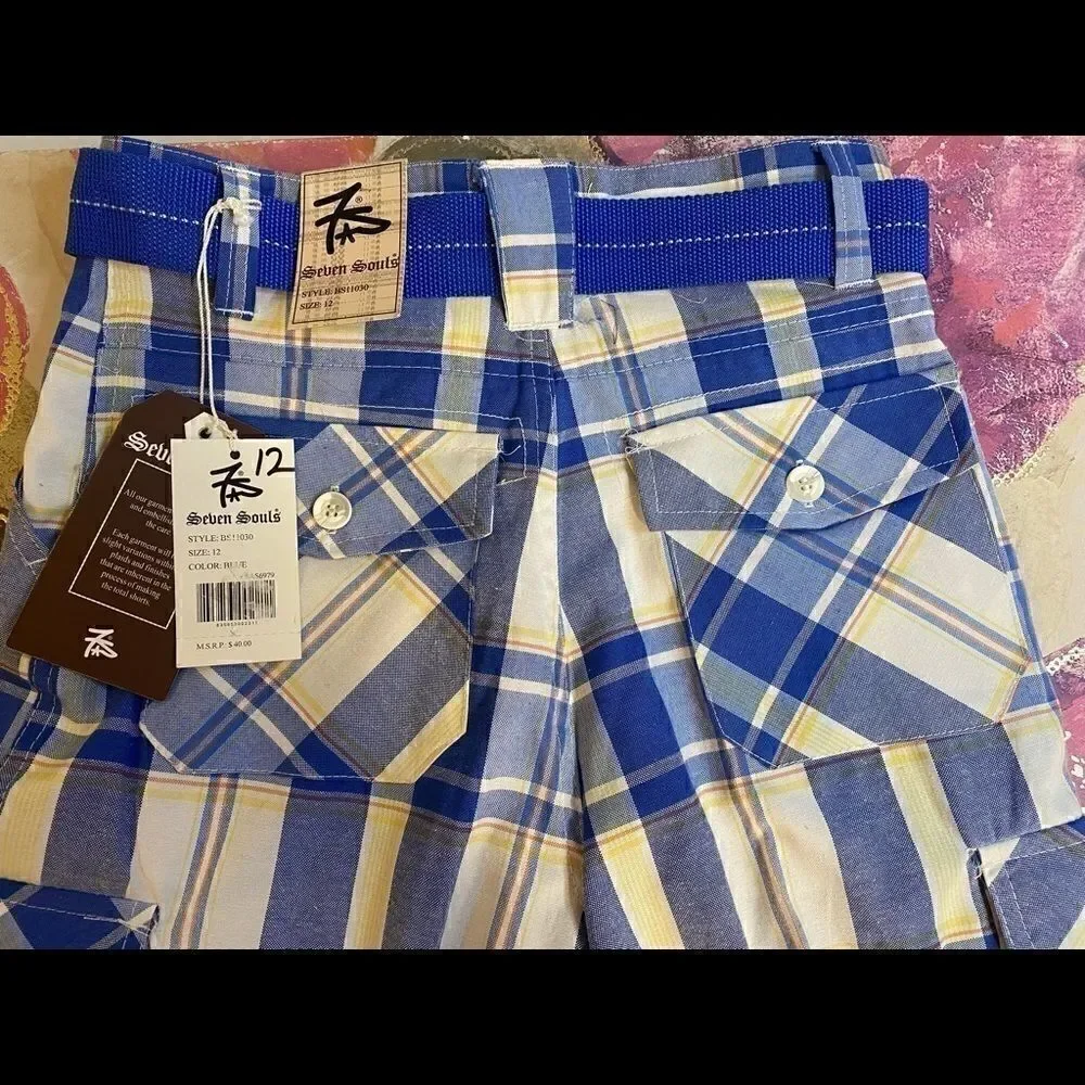 Seven Souls Boys Plaid Fashion cute Shorts Size 12